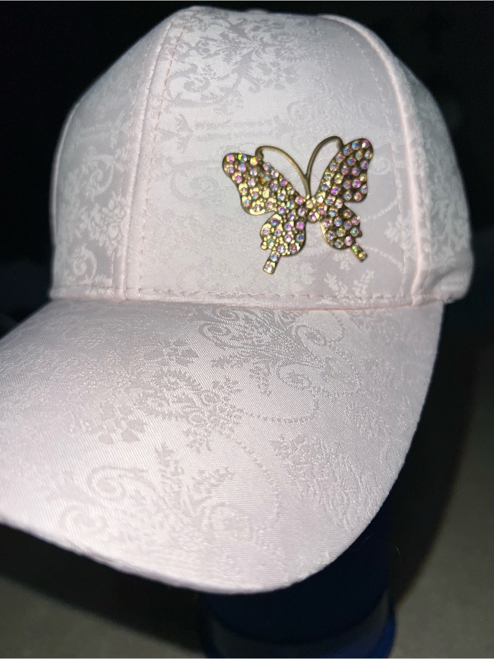 Unk Light Pink Rhinestone Butterfly Baseball Cap